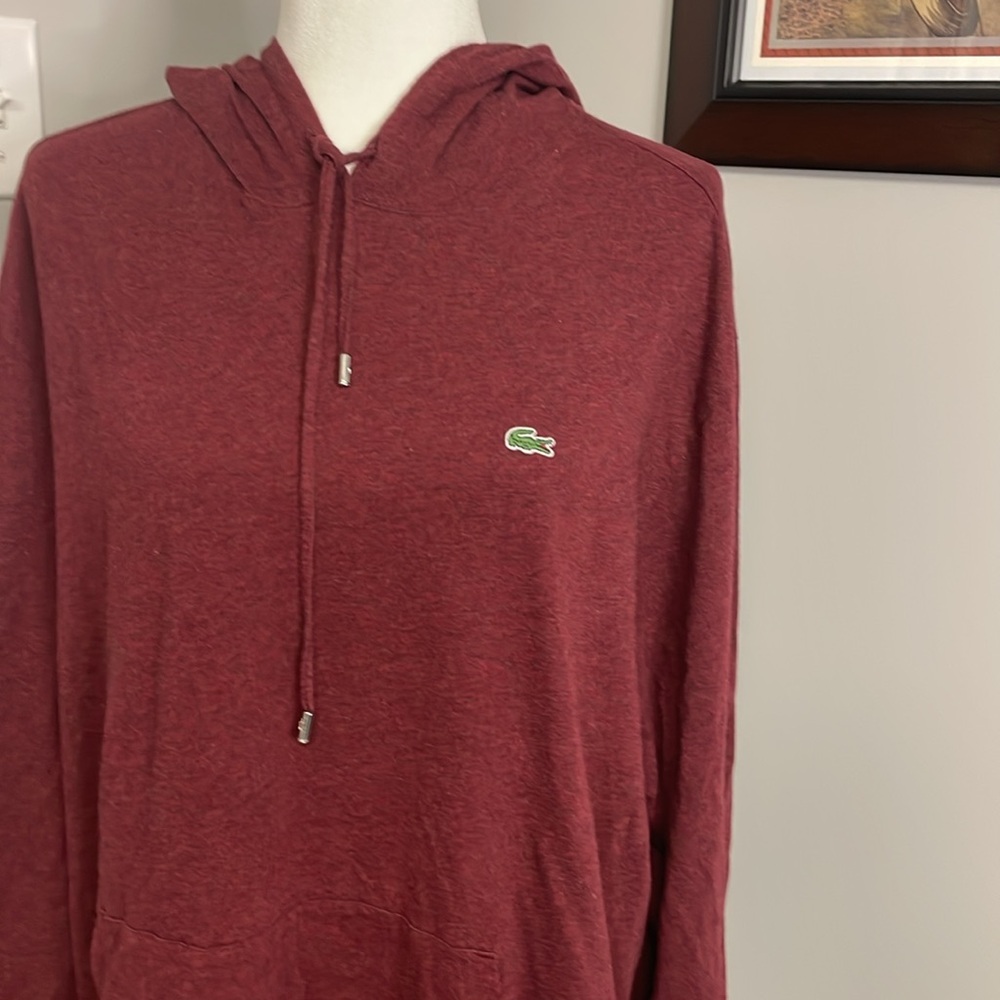 Lacoste Cotton Hoodie Lightweight Maroon Big Mens Size 4XL/9/XXXXL Preppy - Picture 2 of 5